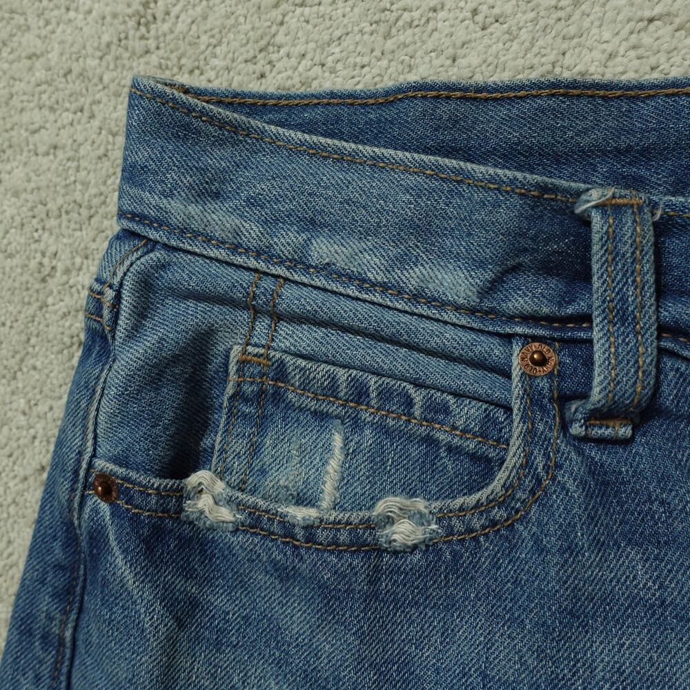 Old Navy Womens Slouchy Shorts High Rise Distressed Denim Raw Hem Blue Size 12 - Picture 3 of 8